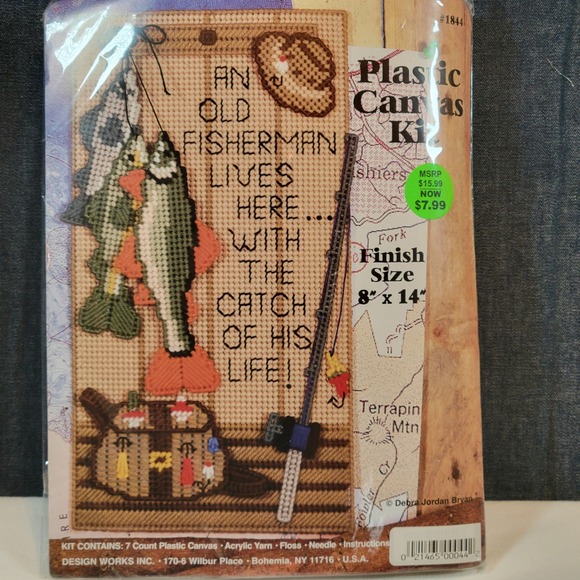 Design Works Inc. Other - Design Works Plastic Canvas Kit An Old Fisherman Lives Here 8x14 Fishing #1844